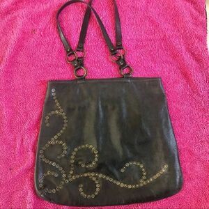 BERGE black leather stubs detail shoulder bag